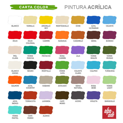 Set de Pinturas Acrílicas 100 ml - Carta Completa (42 colores)