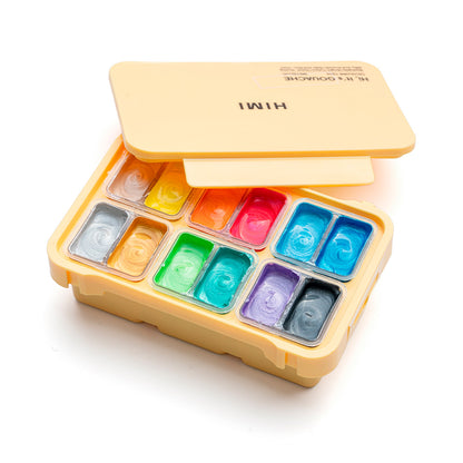 HIMI SET GOUACHE 12 COLORES / 12 ml (NO INCLUYE PINCELES) colores metalizados